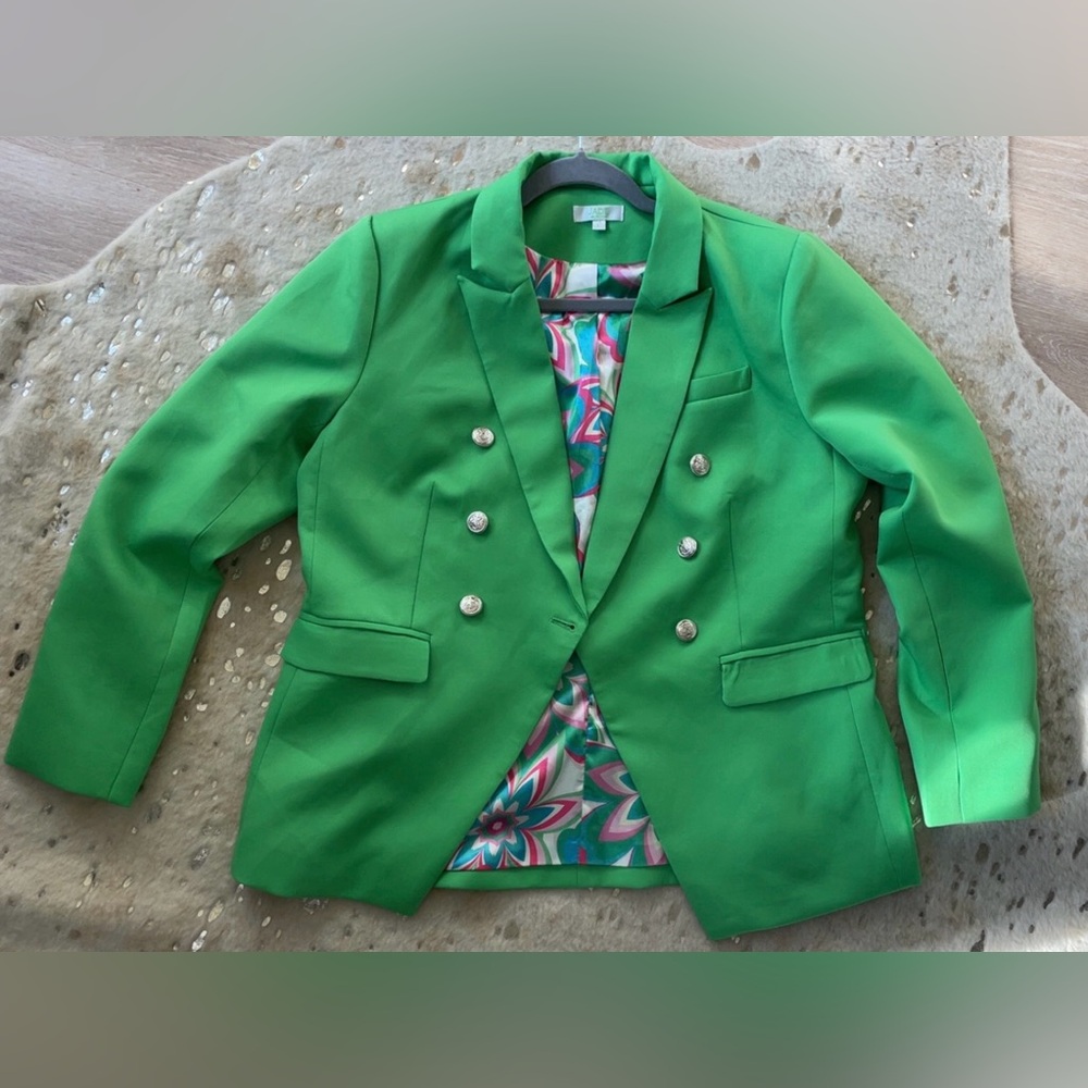 Jade Green Winnie Double-Breasted Blazer L - Picture 2 of 10